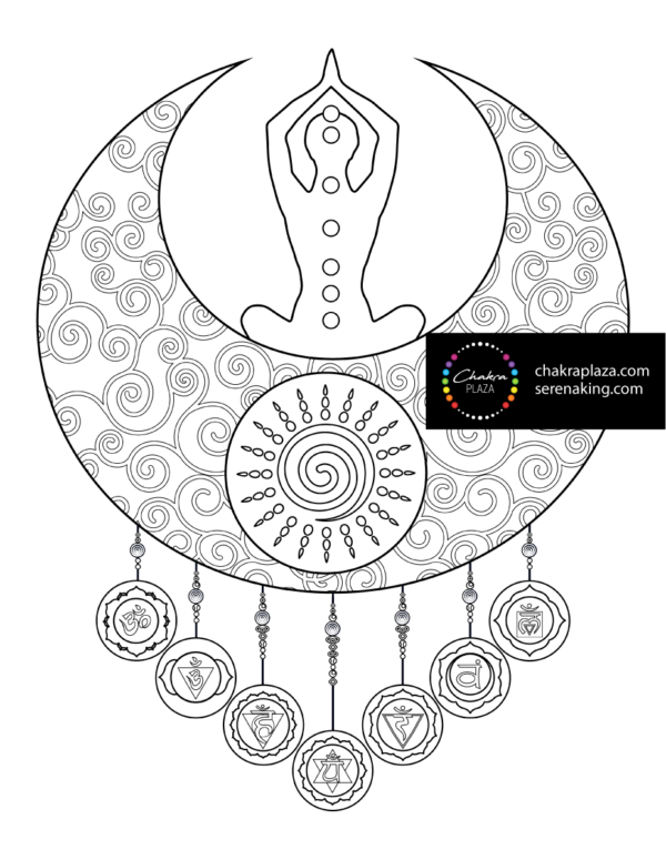 7 Chakra Woman Moon & Sun Coloring Page