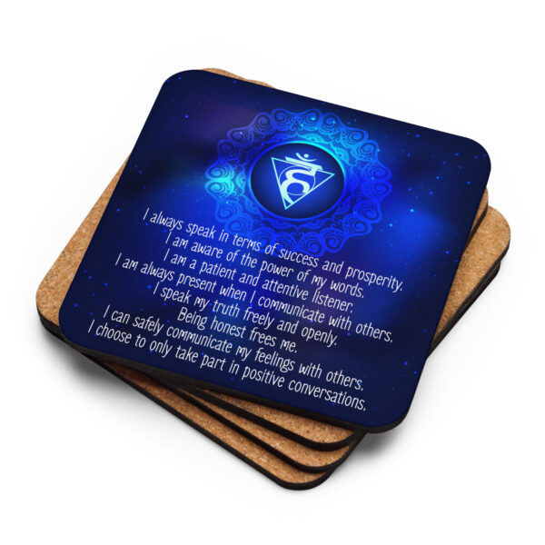 Throat Chakra Mandala Affirmations Cork-back Coaster