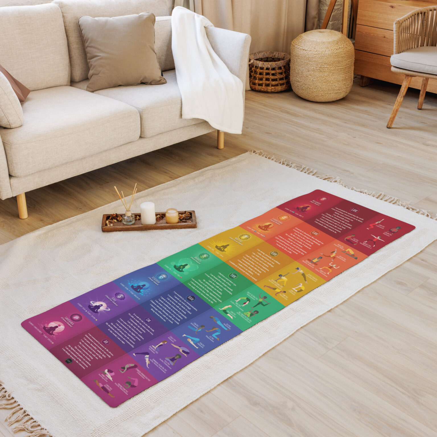 7 Chakra Yoga Poses, Affirmations, Visualization Yoga Mat – Chakra Plaza